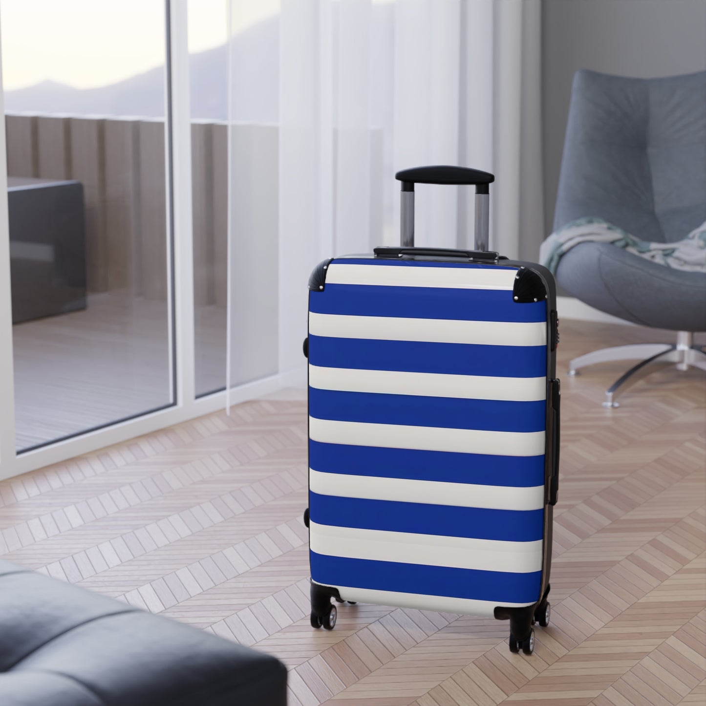 PLUSH BOY NAUTICAL SUITCASE STRIPE SUITCASE