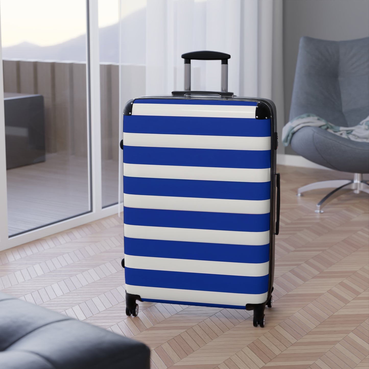 PLUSH BOY NAUTICAL SUITCASE STRIPE SUITCASE