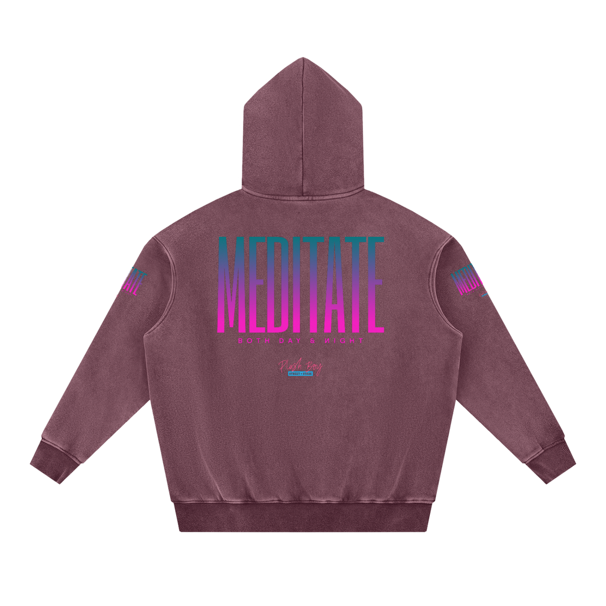 MEDITATE RASPBERRY Snow Wash Fleece Oversize Hoodie