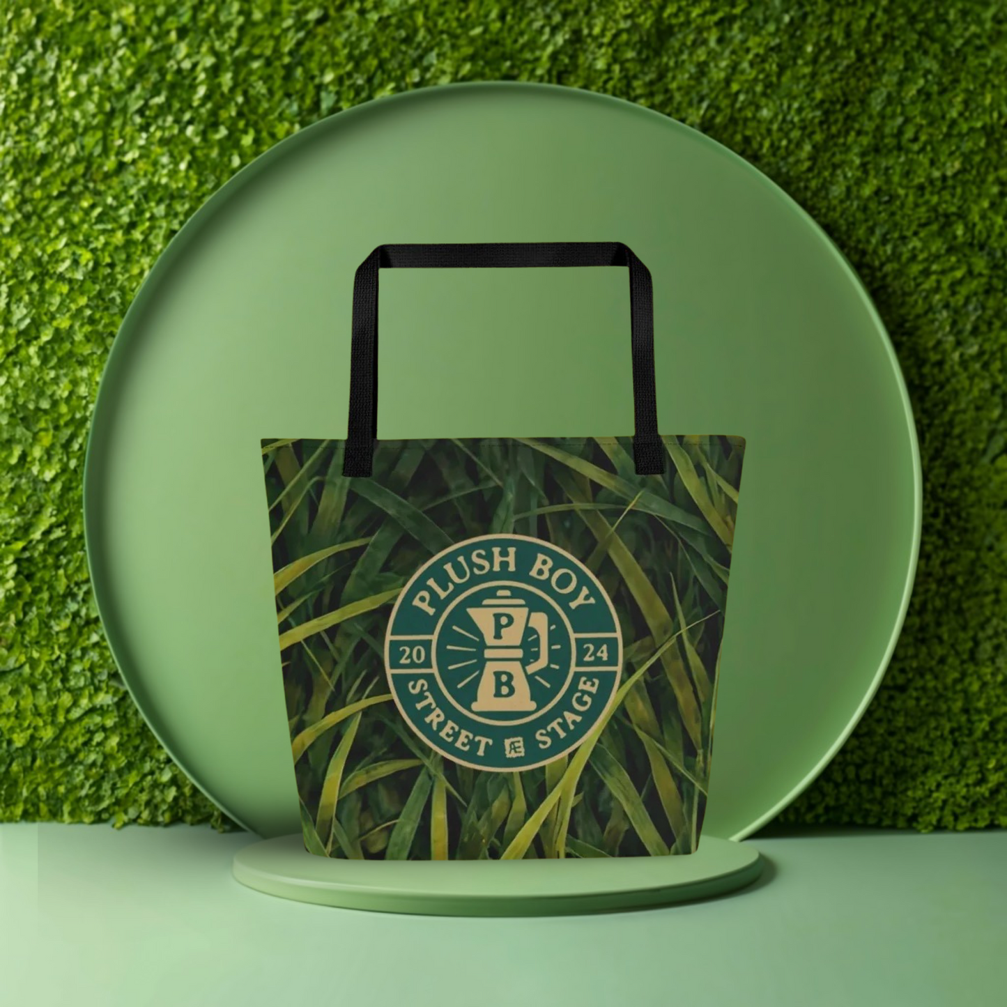 PLUSH BOY GRASS COFFEE LARGE TOTE BAG