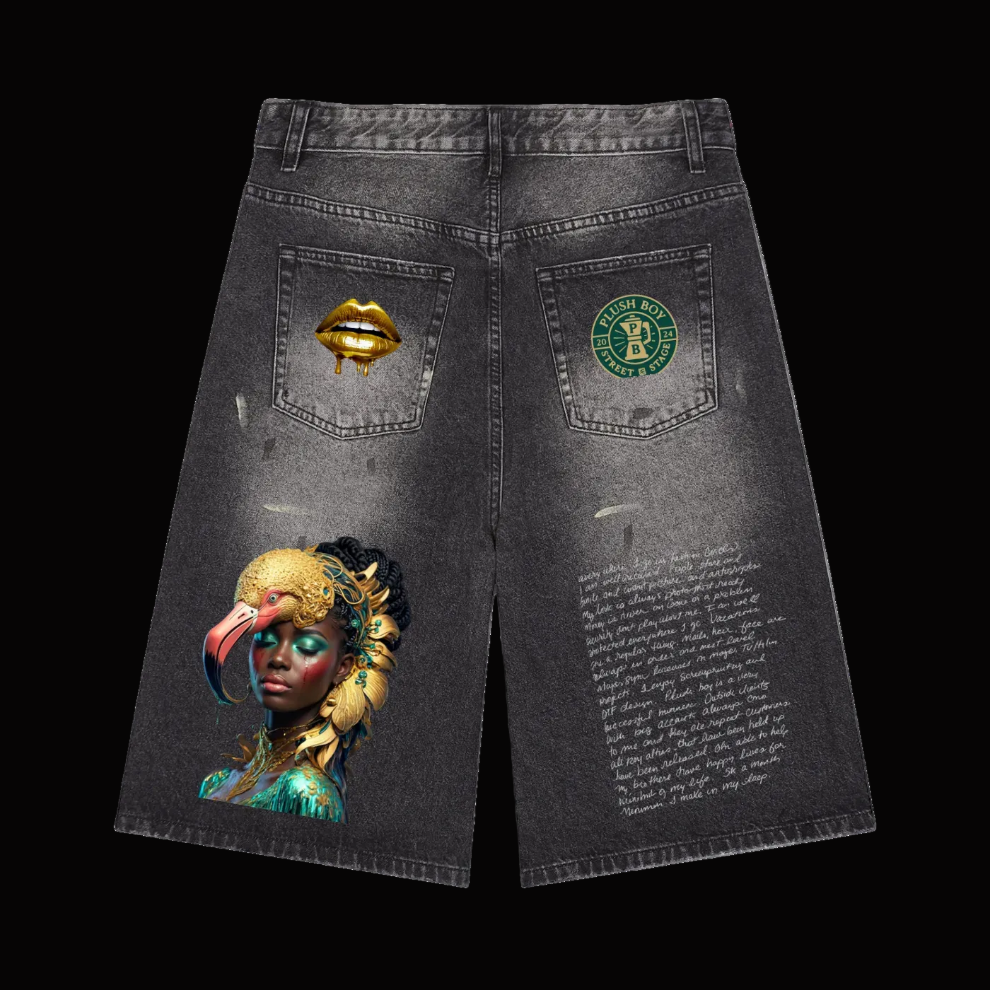 PLUSH BOY BLACK GIRL Vintage Wash Wide Leg Denim Shorts
