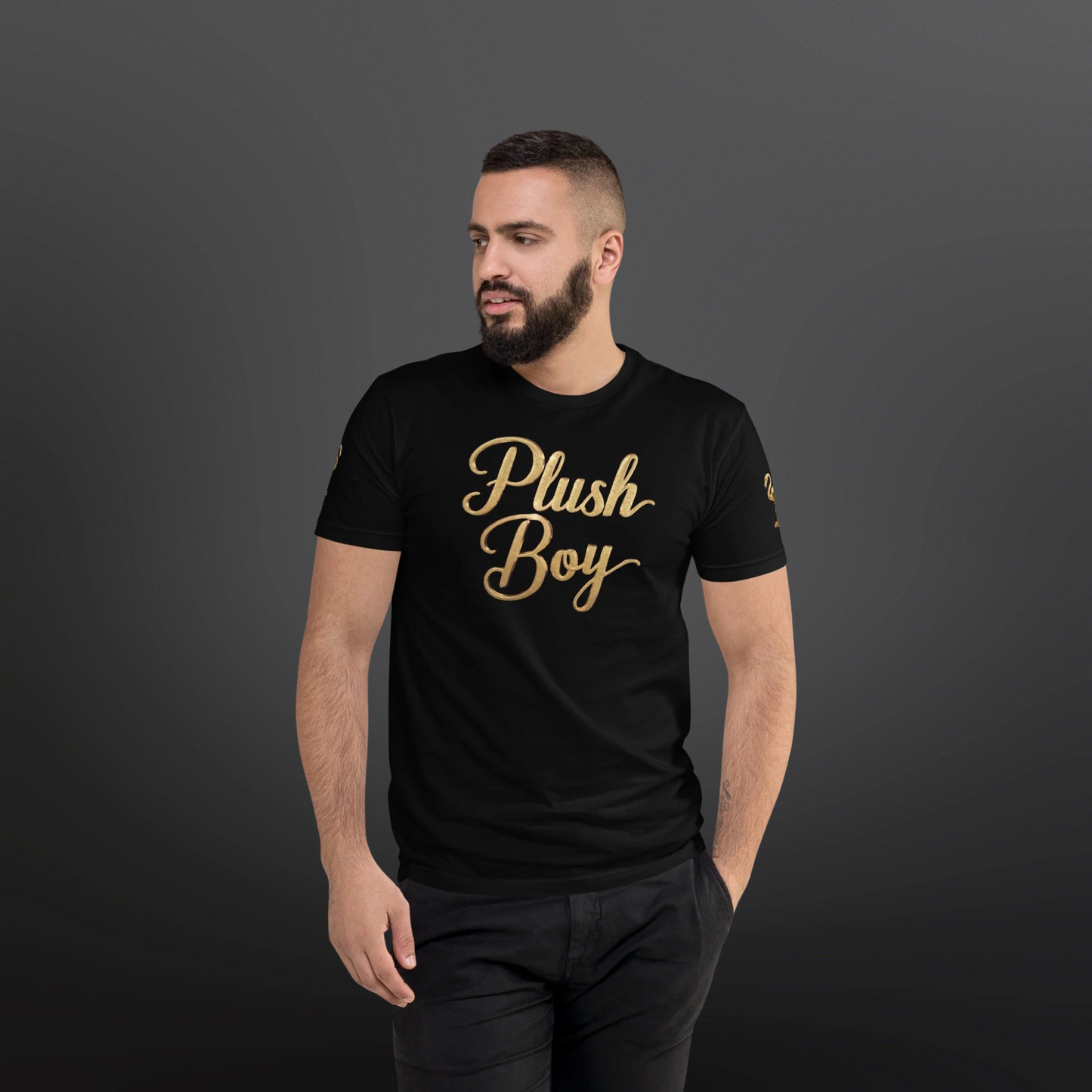 PLUSH BOY GOLD LOGO BLACK TEE
