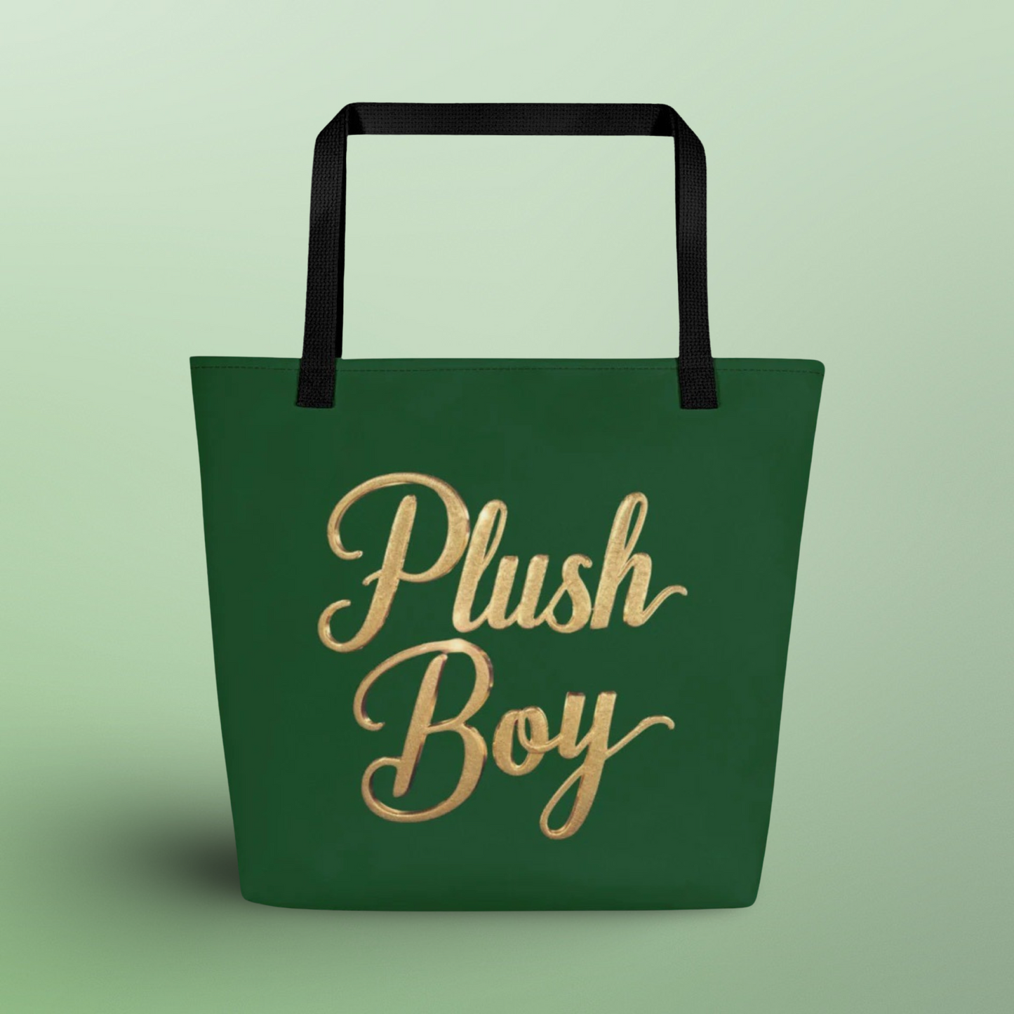 PLUSH BOY GOLD LOGO GREEN TOTE