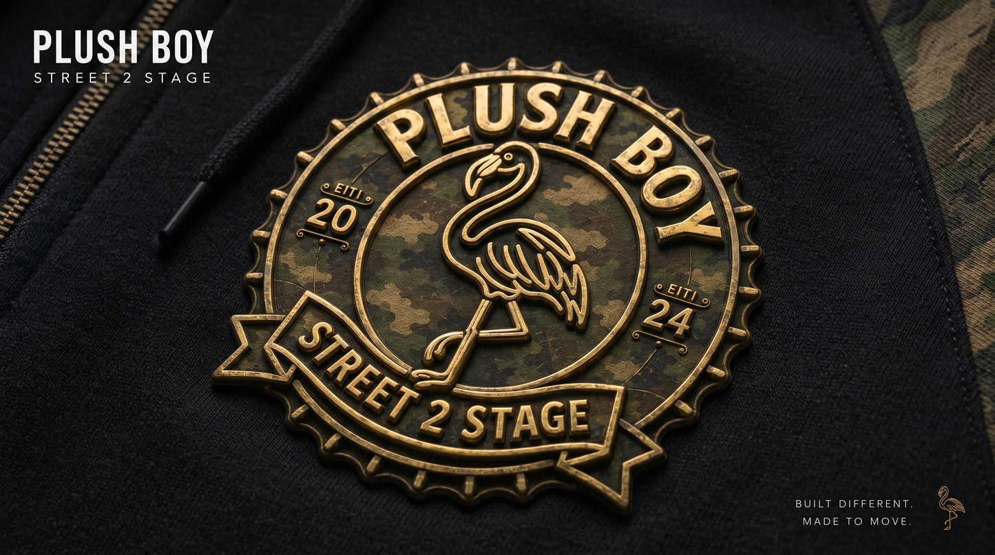 PLUSH BOY Camo-Splice Raglan Zip Hoodie
