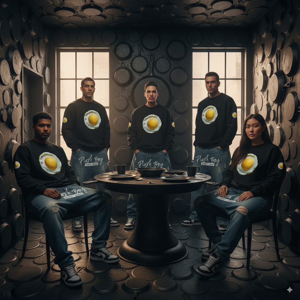 3WD "COOK" BLACK FRIED EGG OVERSIZED SWEATSHIRT