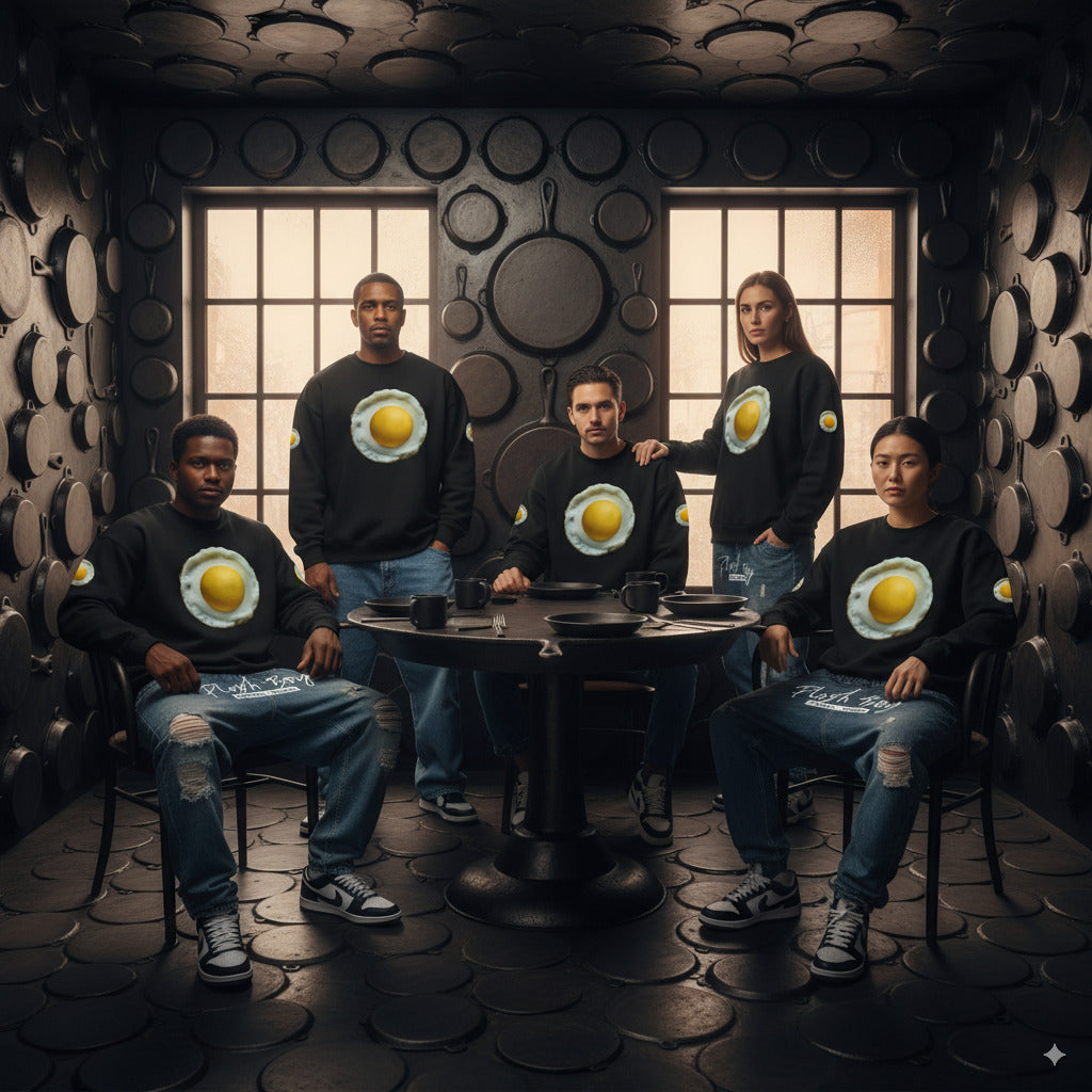 3WD "COOK" BLACK FRIED EGG OVERSIZED SWEATSHIRT