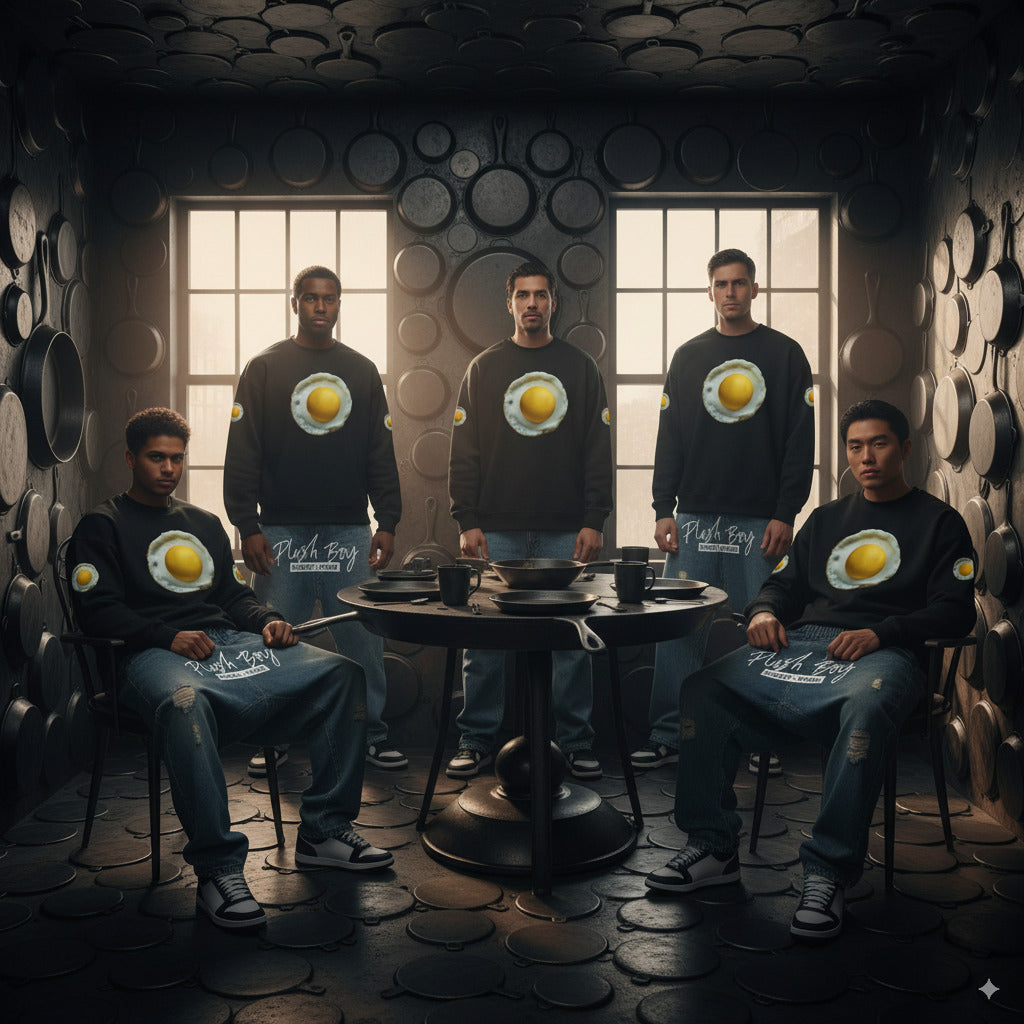 3WD "COOK" BLACK FRIED EGG OVERSIZED SWEATSHIRT