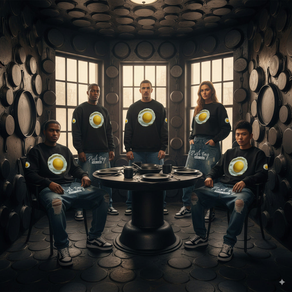 3WD "COOK" BLACK FRIED EGG OVERSIZED SWEATSHIRT