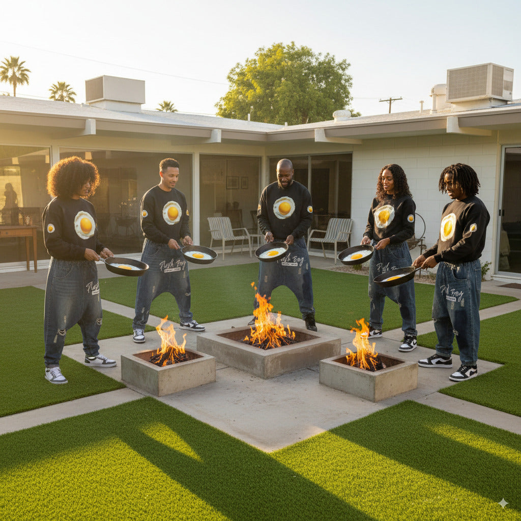 3WD "COOK" BLACK FRIED EGG OVERSIZED SWEATSHIRT