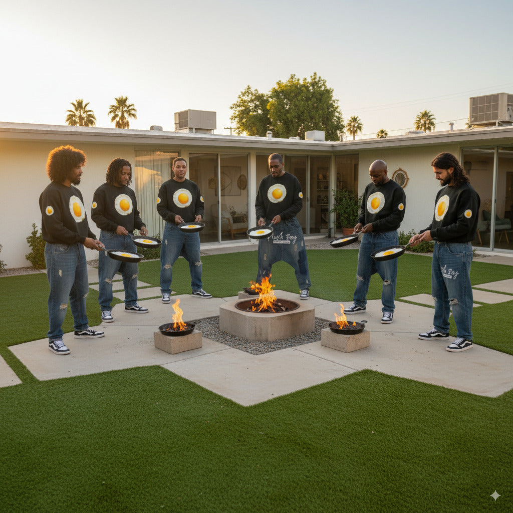 3WD "COOK" BLACK FRIED EGG OVERSIZED SWEATSHIRT