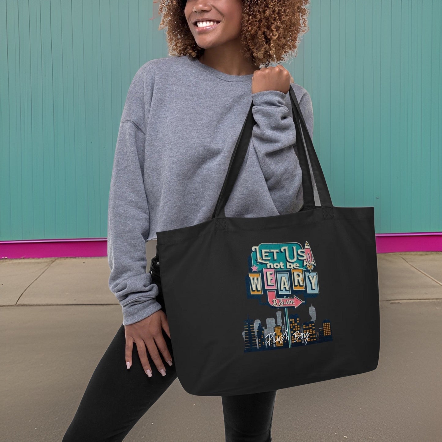 BLACKBURRY LET US NOT BE WEARY TOTE BAG