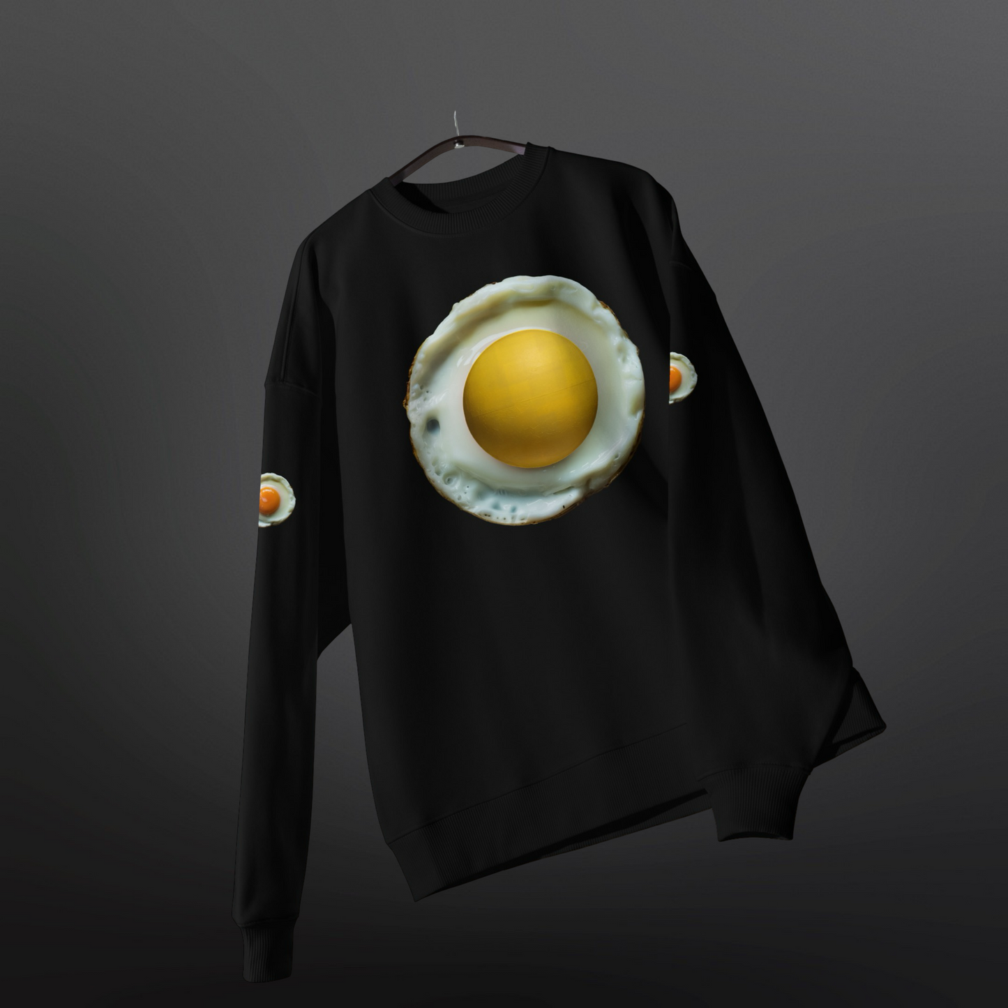 3WD "COOK" BLACK FRIED EGG OVERSIZED SWEATSHIRT