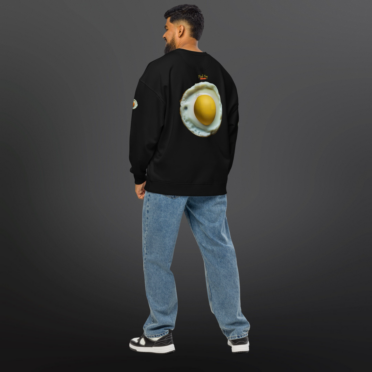 3WD "COOK" BLACK FRIED EGG OVERSIZED SWEATSHIRT