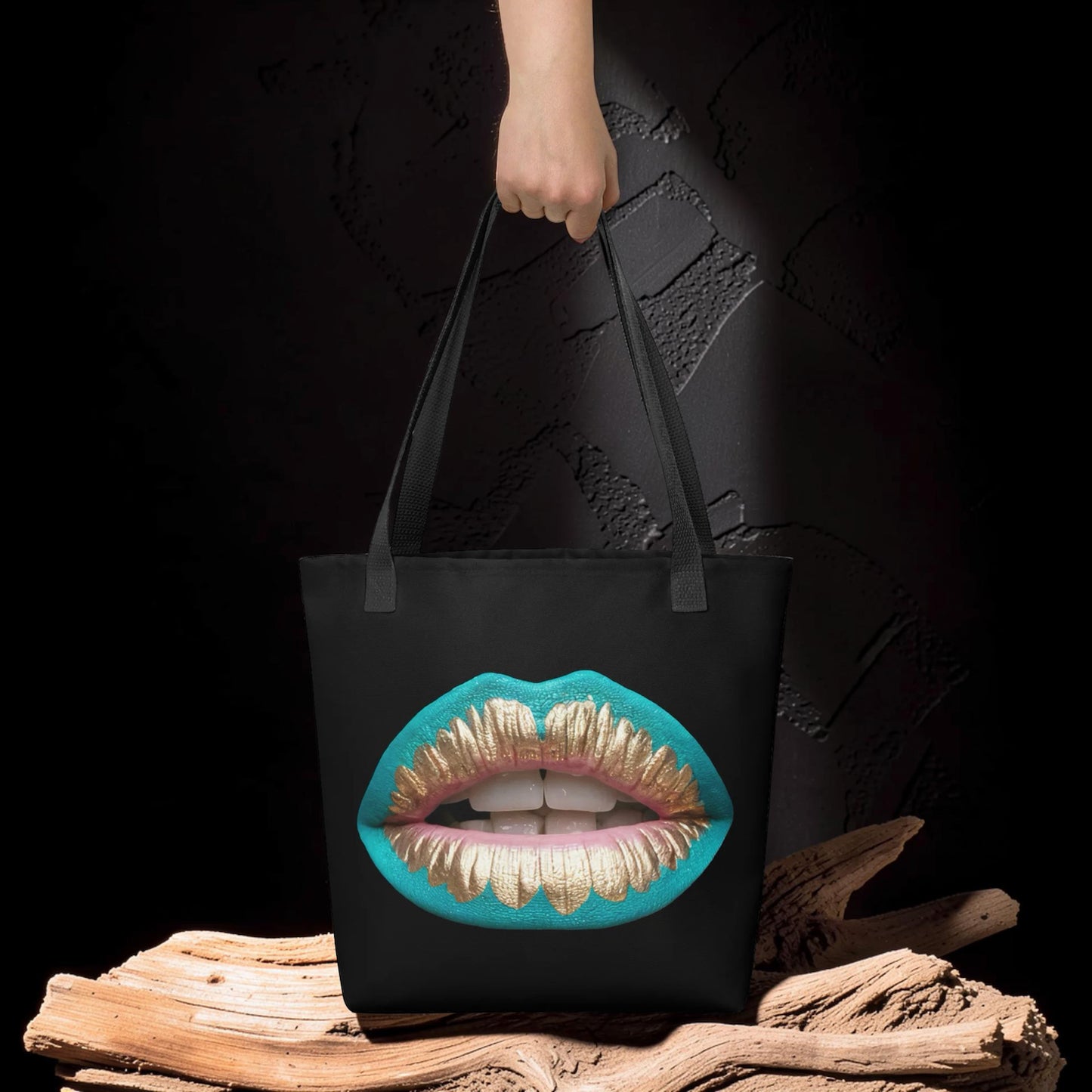 PLUSH BOY PEACH KISS BLACK TOTE BAG