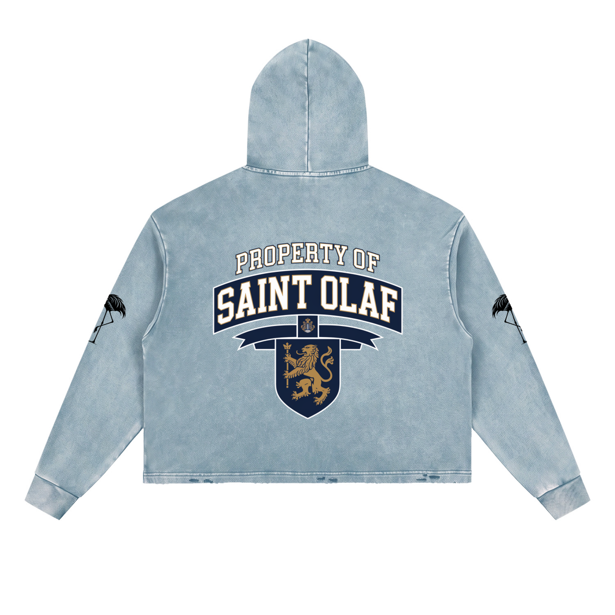 PROPERTY OF SAINT OLAF Vintage Washed Frayed-Hem Hoodie