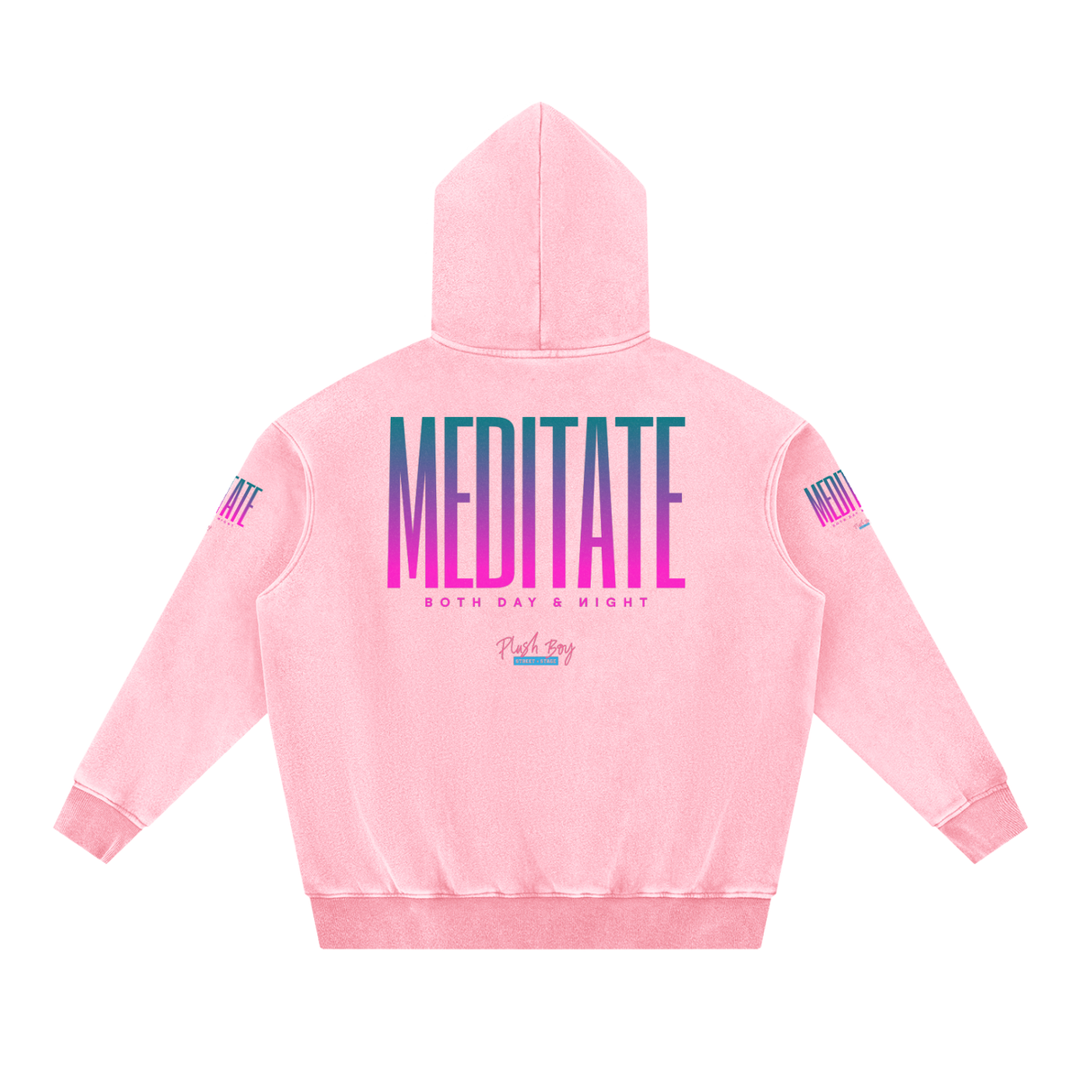 MEDITATE PINK Snow Wash Fleece Oversize Hoodie