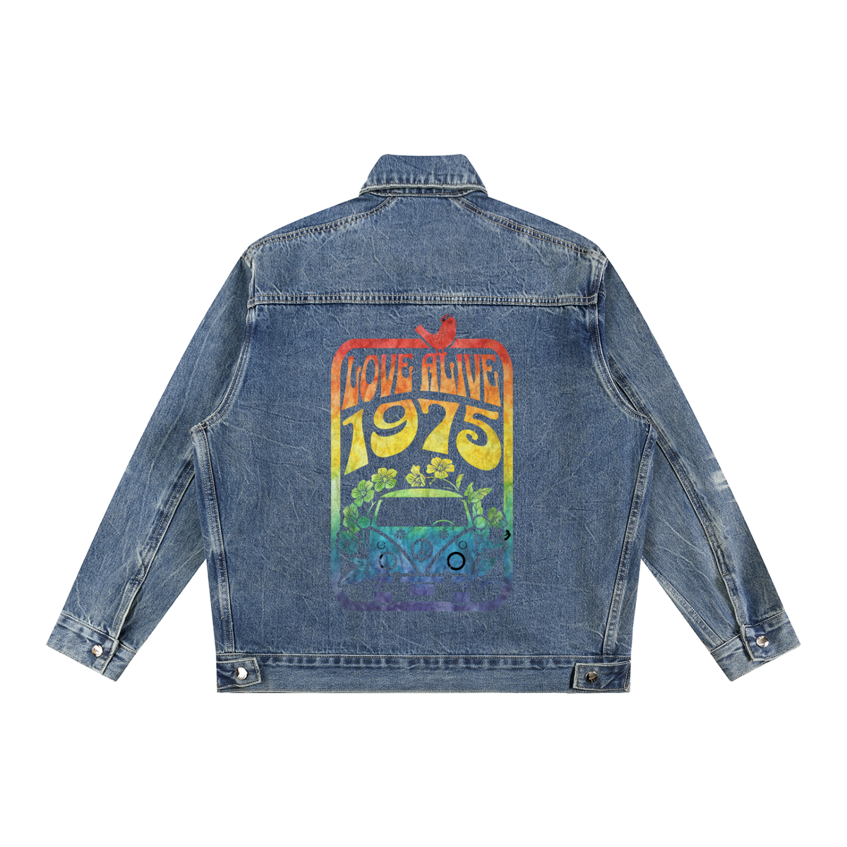 LOVE ALIVE Vintage Wash Zip Up Denim Jacket