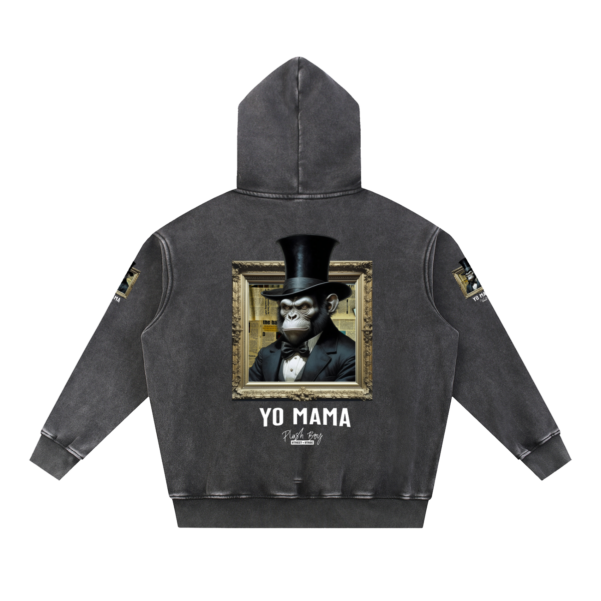 YO MAMA ABE LINCOLN Snow Wash Fleece Oversize Hoodie