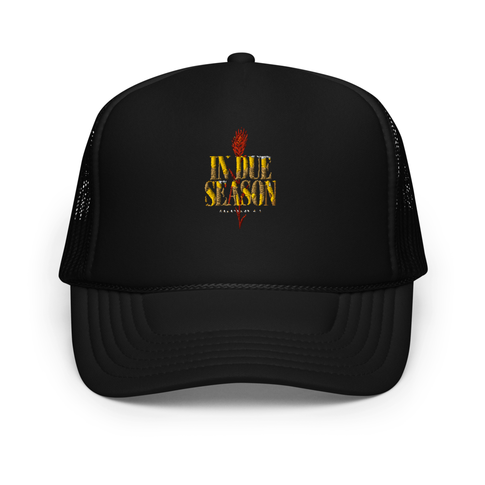 In Due Season Gold Wheat Trucker Hat - Black