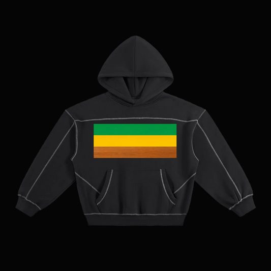 RETRO GRAPHIC Contrast-Stitched Boxy Fleece Hoodie