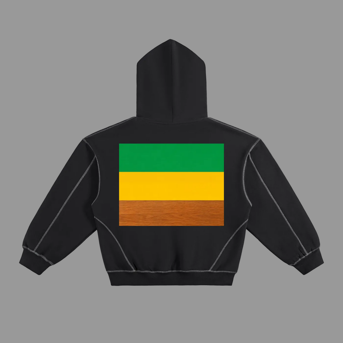 FALL FEST Contrast-Stitched Boxy Fleece Hoodie