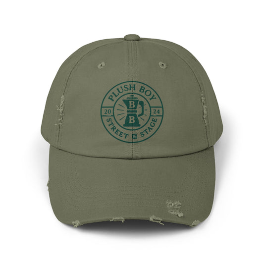 PLUSH BOY UNIVERSITY OLIVE DISTRESSED CAP
