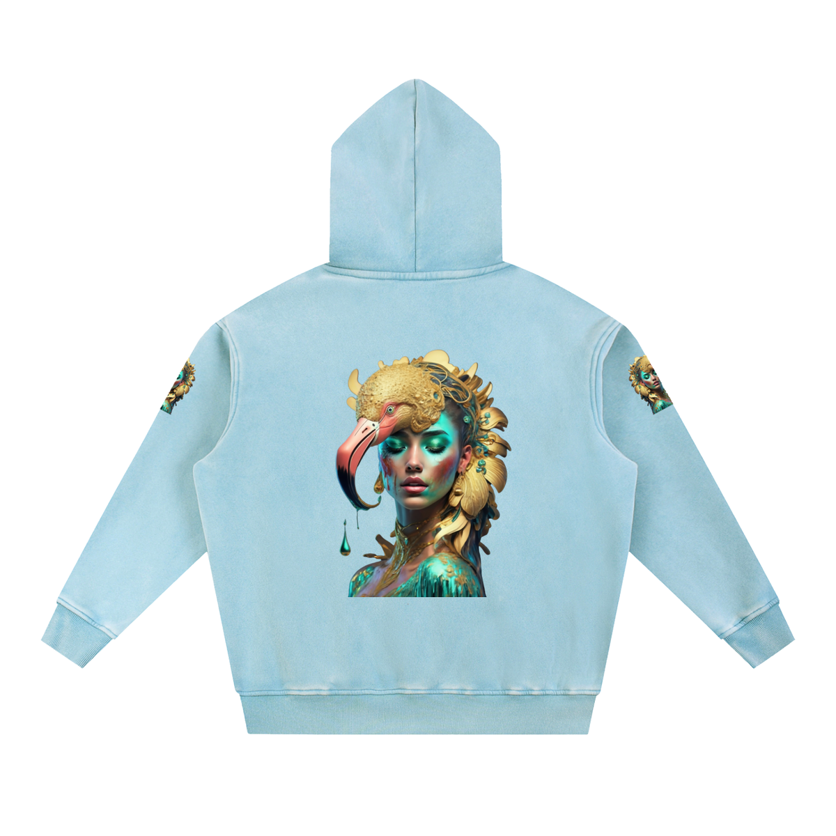 PLUSH BOY MASCOT TURQUOISE Snow Wash Fleece Oversize Hoodie
