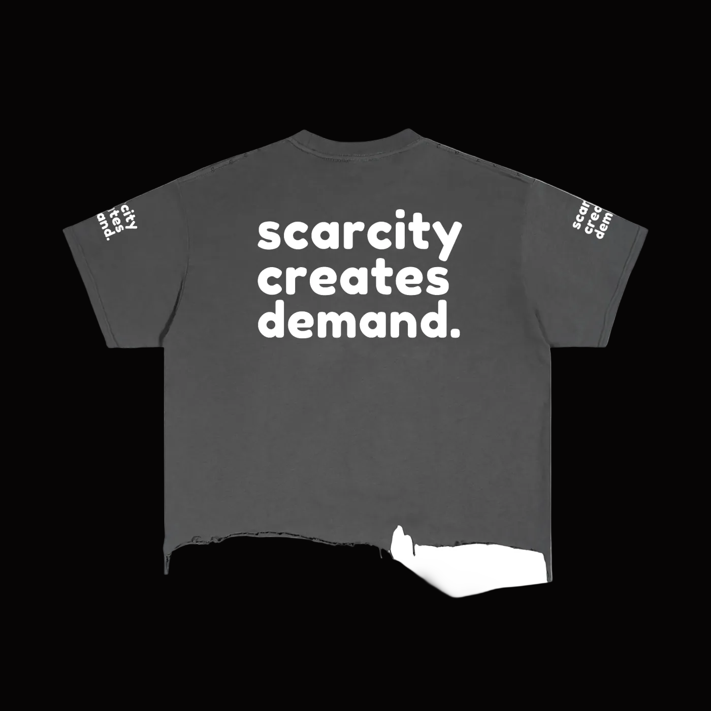 SCARCITY CREATES DEMAND Vintage Wash Boxy Distressed Hem T-Shirt