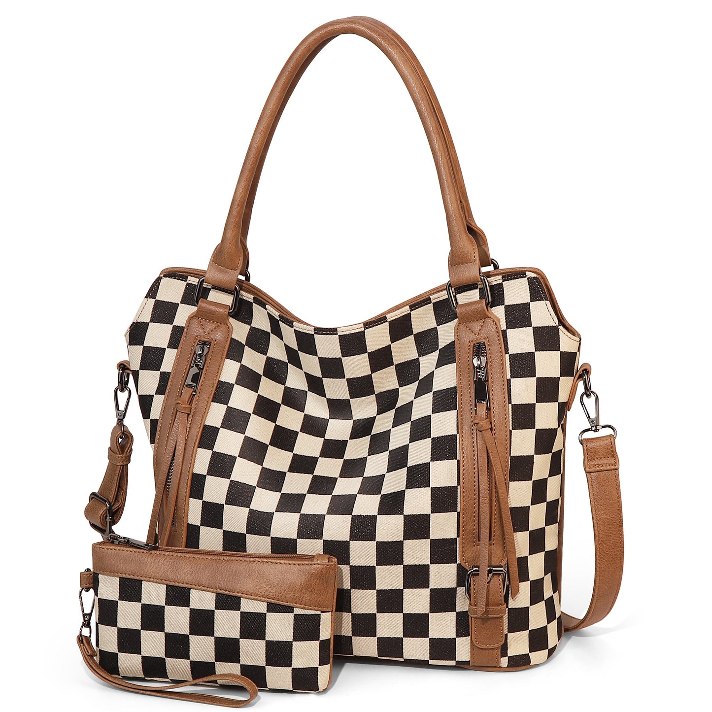 Checkered Pattern Single Shoulder Tote Bag