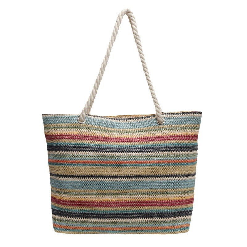 Straw Weaving Tote Bag with Shoulder Strap