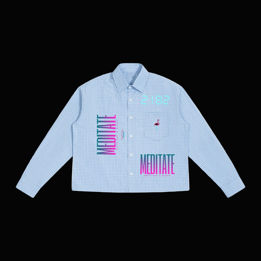 MEDITATE Boxy Plaid Long Sleeve Shirt