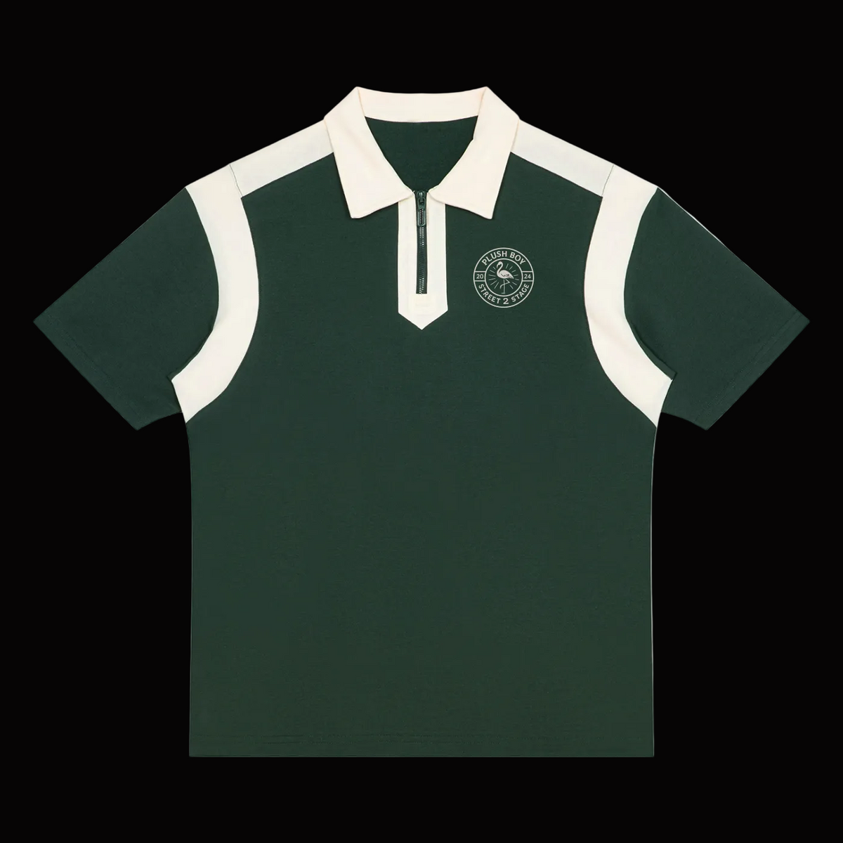 PLUSH BOY Color Block Quarter Zip Polo Shirt