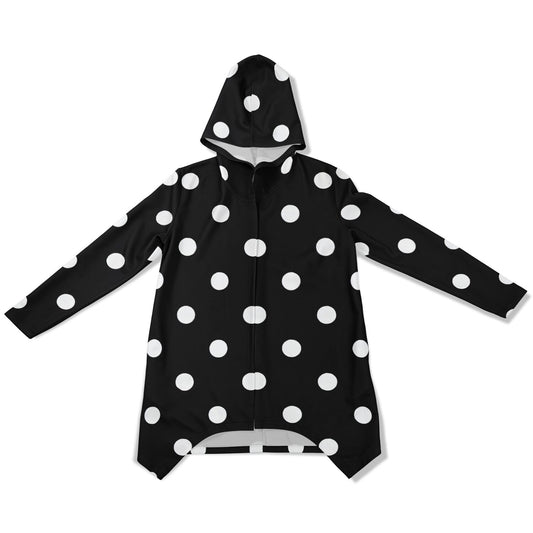 BLACK POLKA DOTS Heavyweight Elongated Cloak - AOP