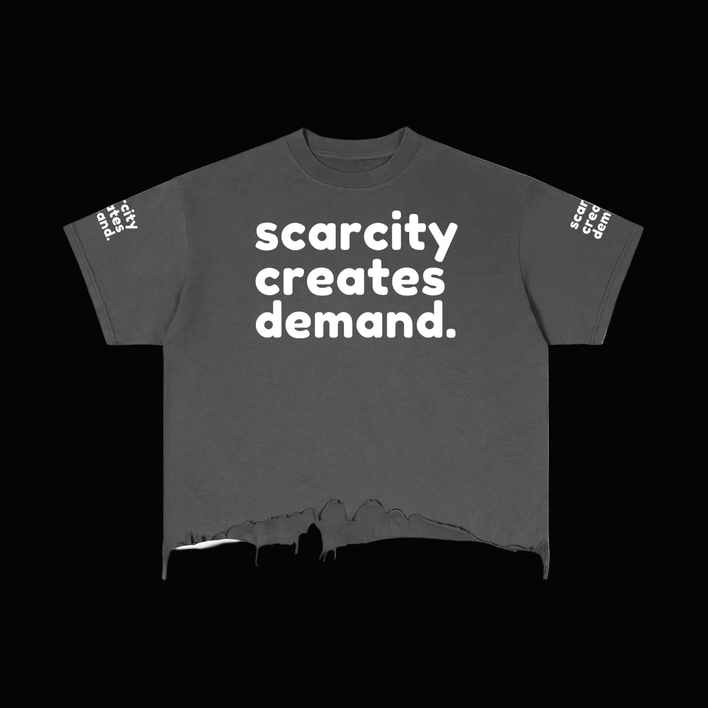 SCARCITY CREATES DEMAND Vintage Wash Boxy Distressed Hem T-Shirt