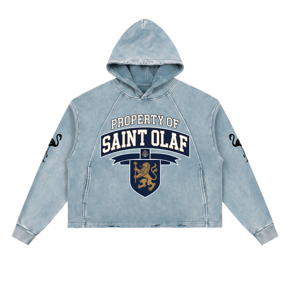 PROPERTY OF SAINT OLAF Vintage Washed Frayed-Hem Hoodie