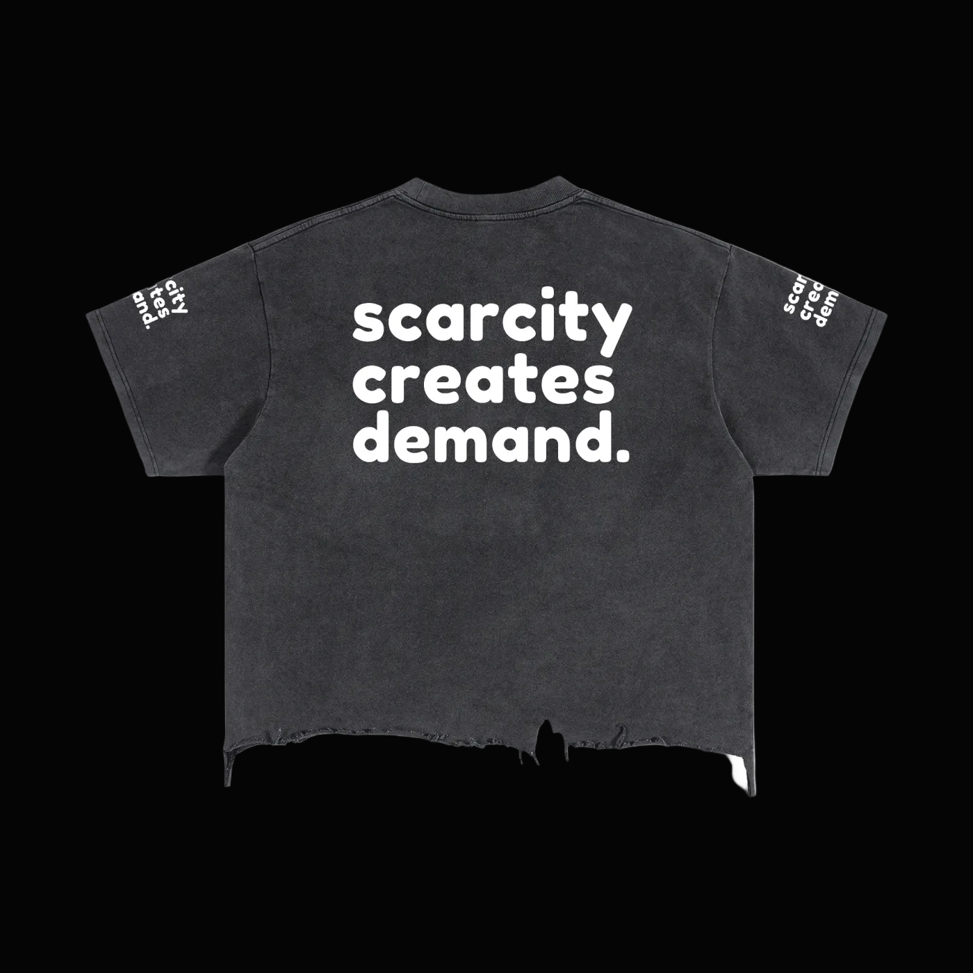 SCARCITY CREATES DEMAND Vintage Wash Boxy Distressed Hem T-Shirt