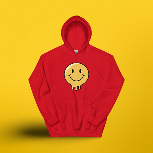 PLUSH BOY CHURRY RED SMILEY FACE HOODIE
