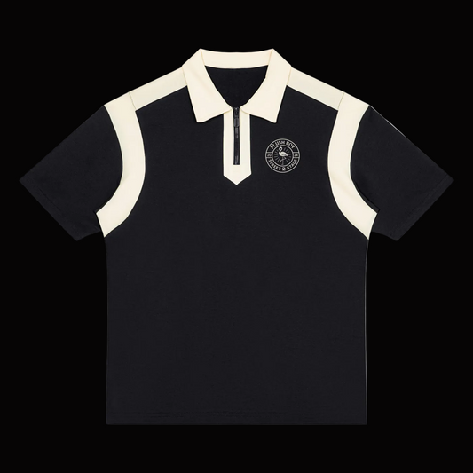 PLUSH BOY Color Block Quarter Zip Polo Shirt