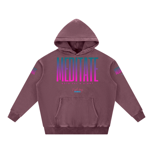 MEDITATE RASPBERRY Snow Wash Fleece Oversize Hoodie