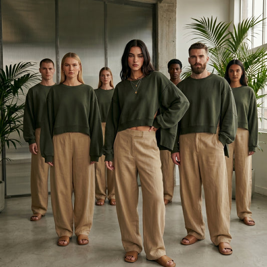 THE GREENHOUSE COLLECTIVE Long Sleeve Tops Crewneck Loose Fit Tee Pullover Crop