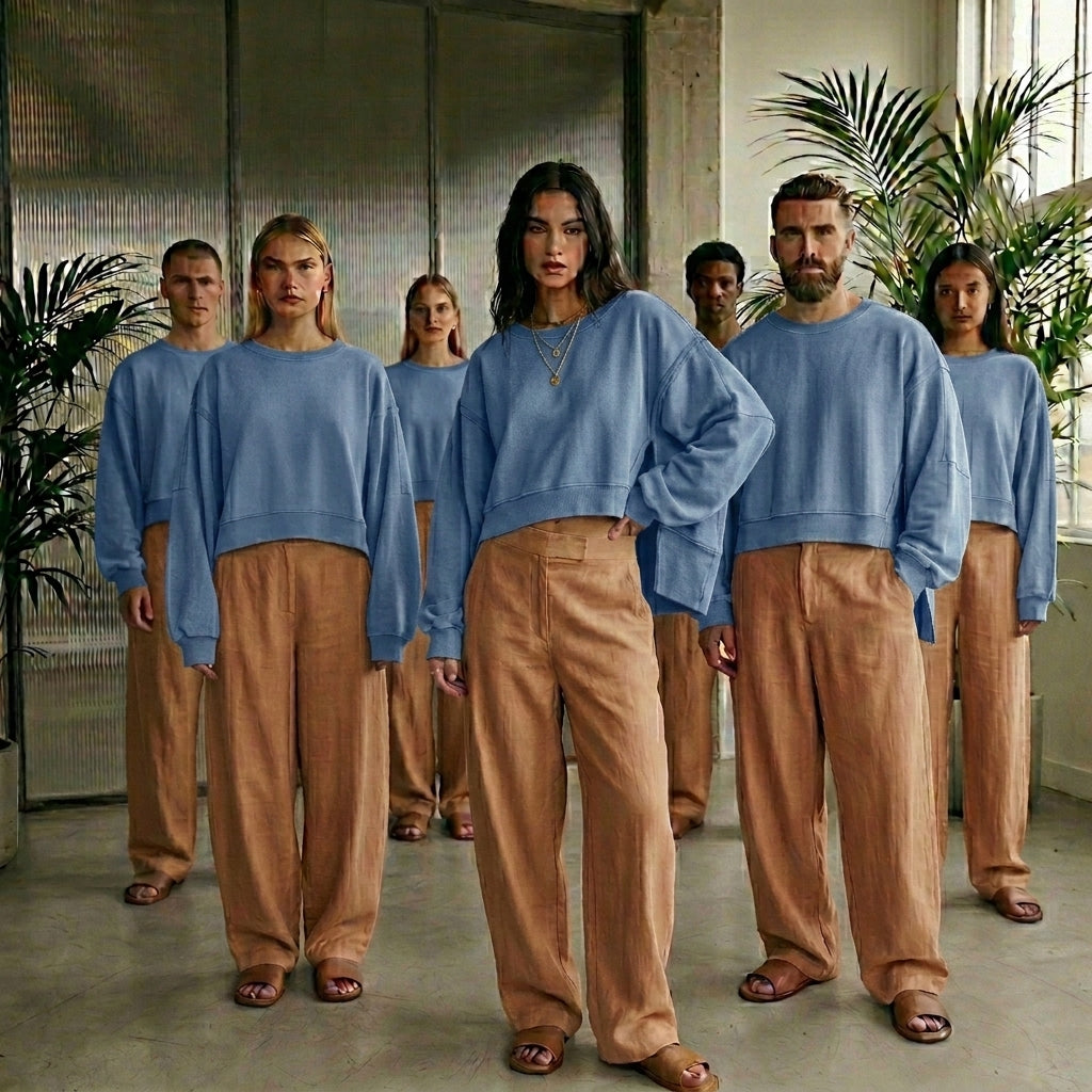 THE GREENHOUSE COLLECTIVE Long Sleeve Tops Crewneck Loose Fit Tee Pullover Crop
