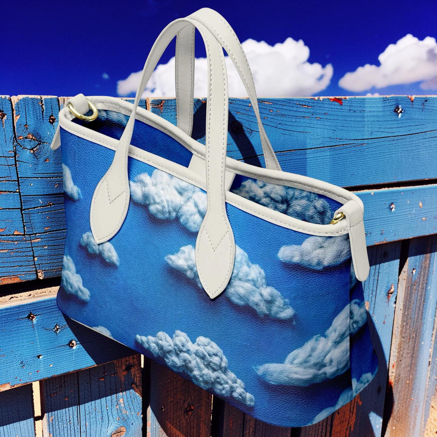 CERULEAN RAIN Leather Tote Bag