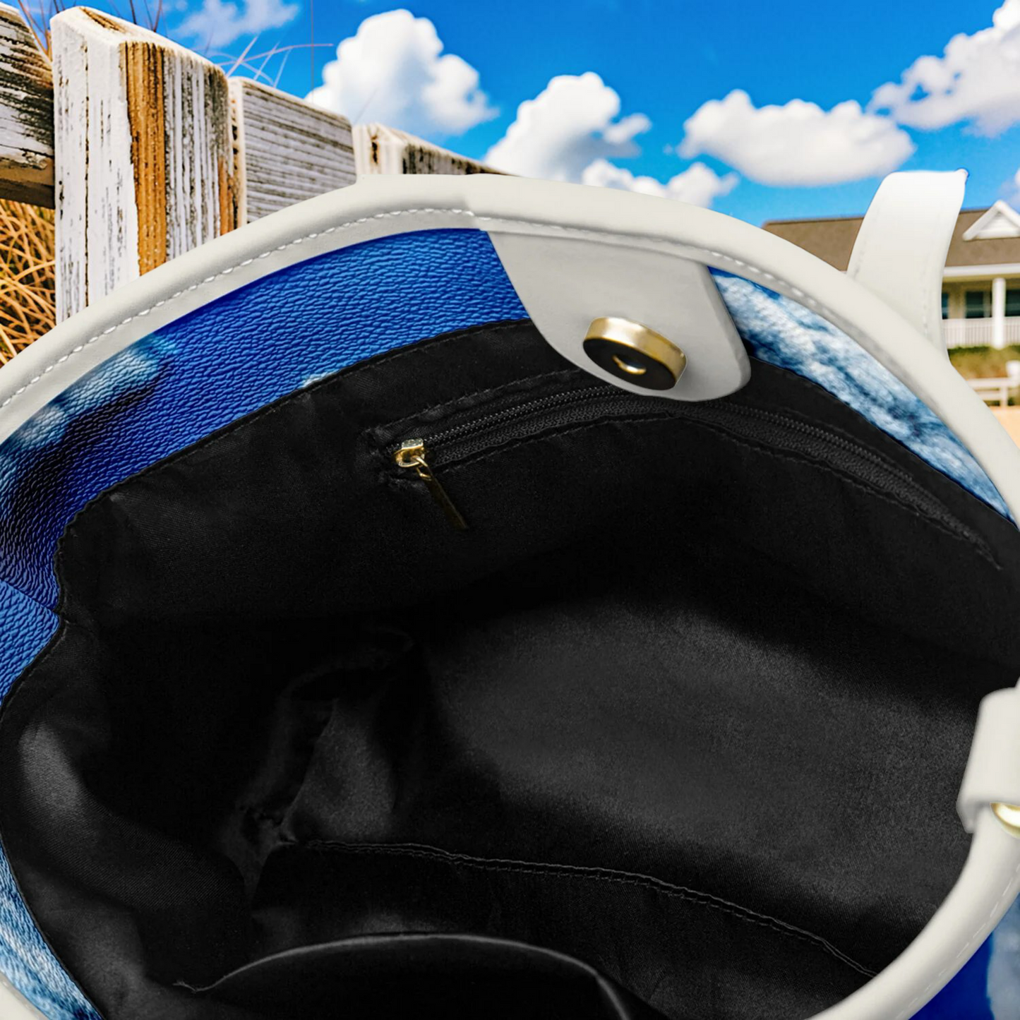 CERULEAN RAIN Leather Tote Bag