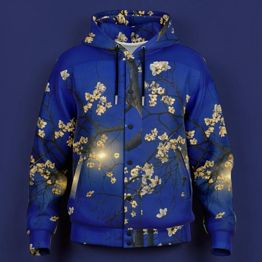 BLUE FUJI Hooded Baseball Jacket