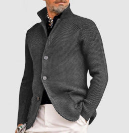 Men's Casual Long-Sleeved Pure Color Knitted Jacket