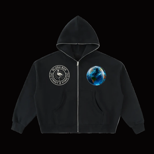 WORLD SAFETY Fleeced Full-Zip Boxy Hoodie