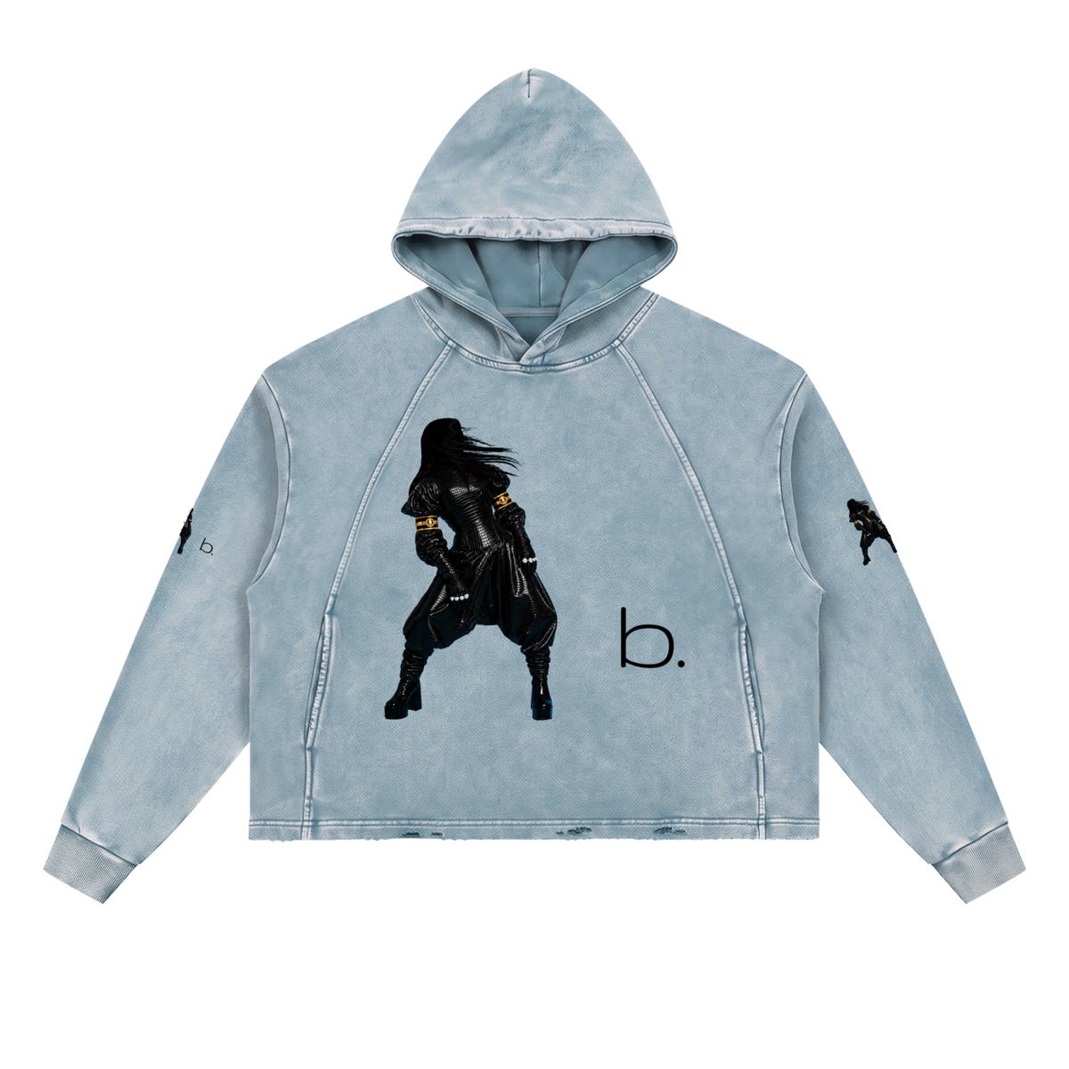 b. Album Blue Vintage Washed Frayed-Hem Hoodie