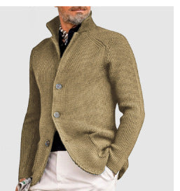 Men's Casual Long-Sleeved Pure Color Knitted Jacket