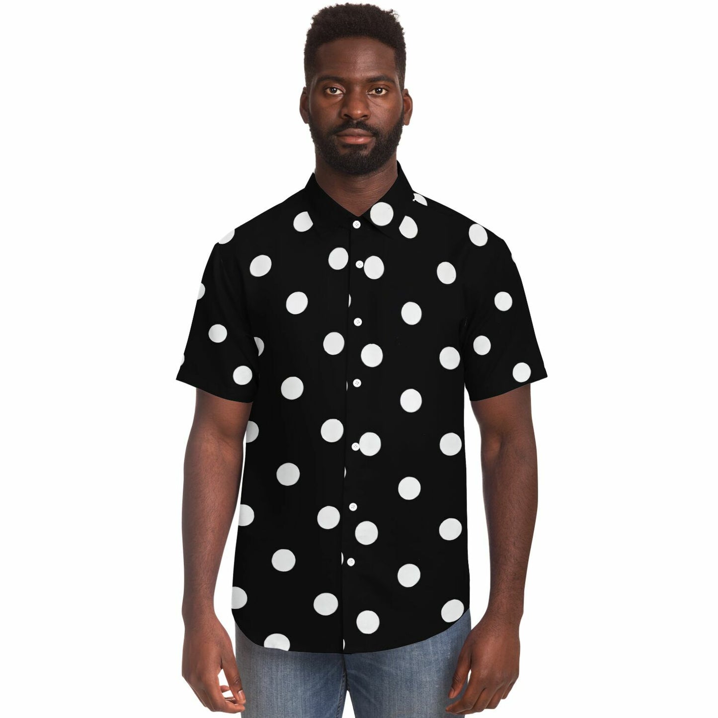 POLKA DOT Short Sleeve Button Down Shirt