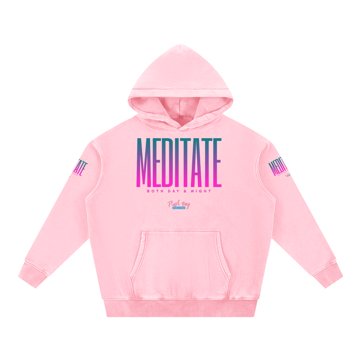 MEDITATE PINK Snow Wash Fleece Oversize Hoodie